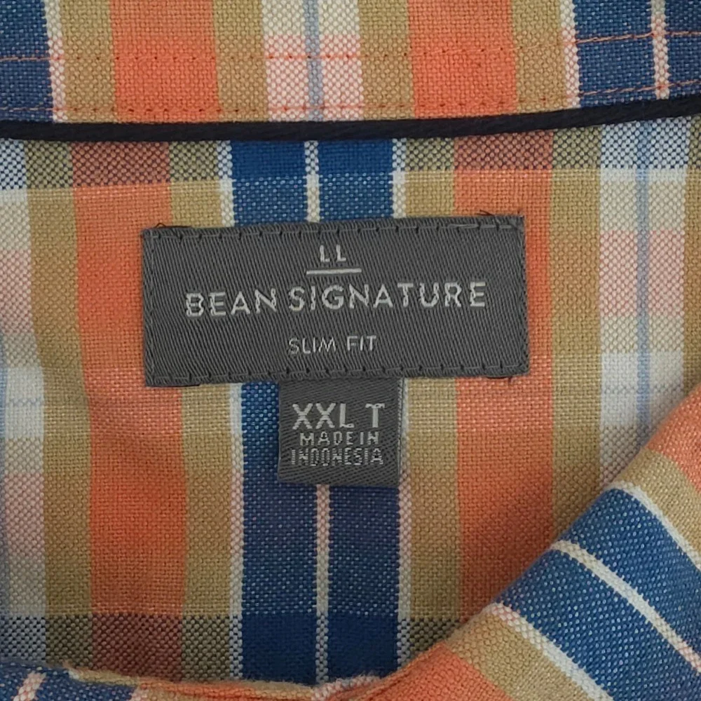 LL Bean‎ Signature Flannel Shirt Mens XXL Tall Slim Fit Plaid Oxford Button Down - Picture 3 of 8